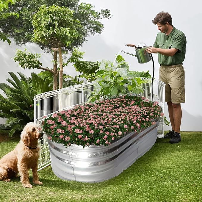 Raised Garden Bed Raised Beds for Gardening Outdoor for Vegetables and Flowers Ground Planter Box Galvanized Metal Planter Grow Garden Box4x2x1ft