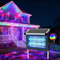 Solar Bug Zapper Outdoor with Projector Lights Mosquito Zapper Waterproof Electric Fly Zapper Rechargeable with 10W Solar Panel 4500V Cordless Fly Trap for Backyard Patio Garden Camping