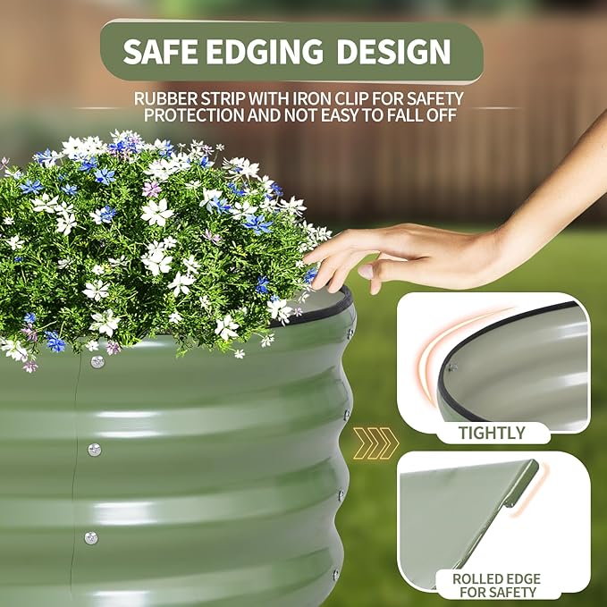 Galvanized Raised Garden Bed Outdoor- 2 Pcs Raised Beds for Gardening| Metal Planter Box Steel Raised Garden Bed Kit with Gloves for Vegetables Flower Herbs (4x2x1FT Green)