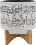 10 Planter ON Wooden Stand Gray