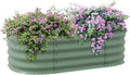 3.4' x 2' x 1' Galvanized Raised Garden Bed Kit Outdoor Metal Elevated Planter Box with Safety Edging Easy DIY Stock Tank for Growing Flowers Herbs Vegetables Green