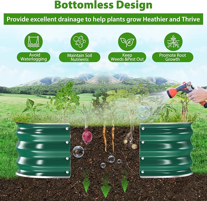 Galvanized Raised Garden Bed for Gardening 4x4x1ft Large Square Metal Planter Boxes Outdoor for VegetableFlowerHerbModular Above Ground Growing ContainerGreenEasy Assembly