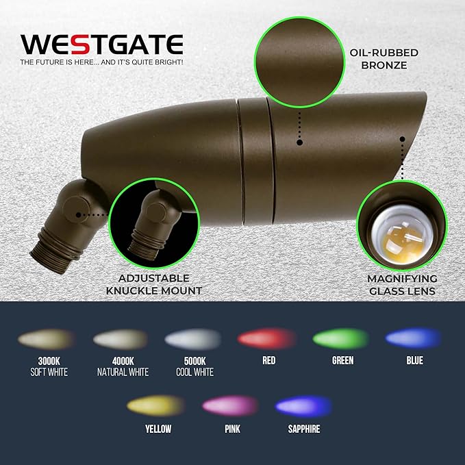 Westgate RGBW LED Spot Light - Oil-Rubbed Bronze Bluetooth WG APP 700LM 12-24V Deck Driveway Landscape Recessed Lighting Can Lights Pot Lights Outdoor Dimmable Garden Patio Accent