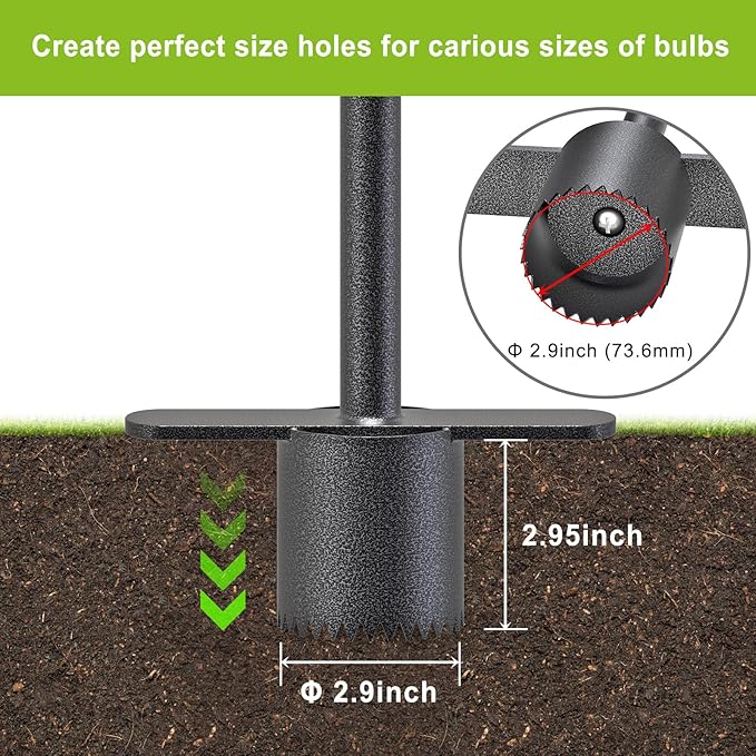 Dolibest Sod Plugger Tool Grass Plugger Tool with Dual Pedals Bulb Planter W/Sharp Serrations and Non-Slip Soft Grip Handle for Lawn Planting Bulbs and Grass Repair (No Assembly)