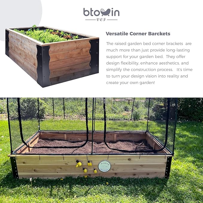 8 Set Raised Garden Bed Corner Brackets11x3x3 Raised Bed Corners Heavy-Duty Metal Conner with Screws Fits 20-24 Bed EdgesRust Resistant Metal Bracket Connectors for Vegetable Planter Garden