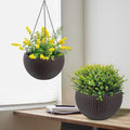 13.4 inch Self Watering Hanging Rattan Planter Large Capacity Root Rot Resistant Water Storage with Water Level Indicator Dual Use for Indoor Balcony Decoration (Pack of 2 Brown)