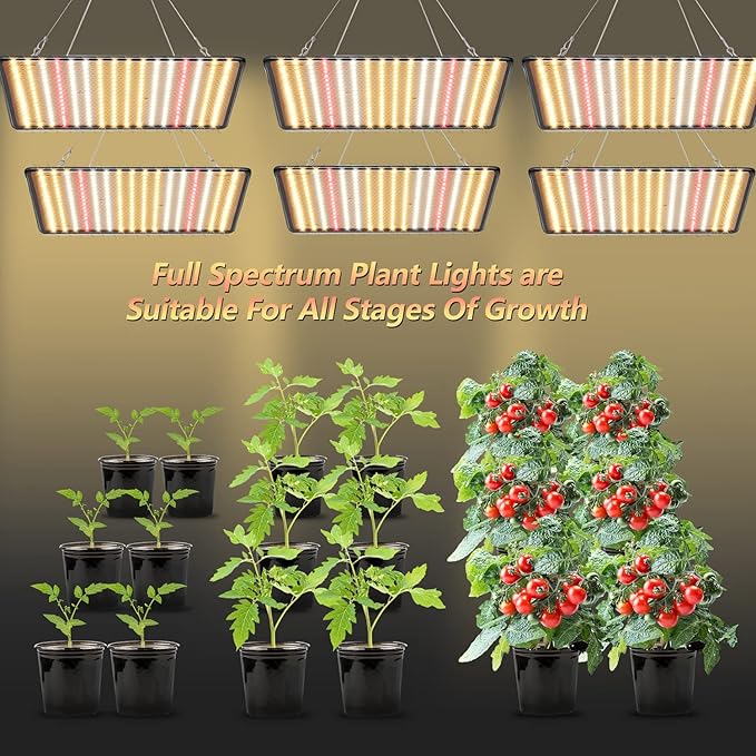 Grow Light (2-Pack) 200W LED Grow Lights for Indoor Plants Full Spectrum Plant Growing Lamps for Seedling Veg and Bloom
