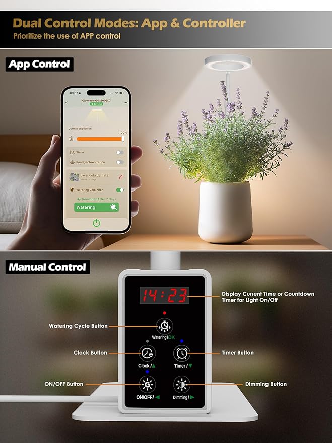 Grow Light with Stand LED Plant Light for Indoor Plants Full Spectrum Grow Lamp Adjustable Height (White 12W)