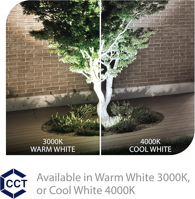WAC Landscape Lighting LED 120V Line Voltage Large Size Accent Light with Adjustable Beam Angle and Integral Brightness Control 4000K Cool White Built-in LED in Black
