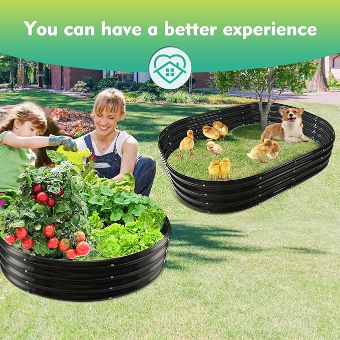 2.7FT Diameter Galvanized Garden Raised Bed/Plant Box/Fire Pit Ring - 0.8mm Thick12 Inch TallPerfect for Planting a Variety of FlowersHerbsVegetables (Black 32 Dia X 11.5 inches)