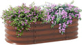 3.5' x 2' x 1' Galvanized Raised Garden Bed Kit Outdoor Metal Elevated Planter Box with Safety Edging Easy DIY Stock Tank for Growing Flowers Herbs Vegetables Brown