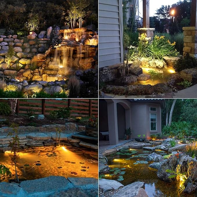 VENUS MANUFACTURING 14PK LED Outdoor Low Voltage Landscape Light Kits with 2 Pack Black 5.4 Watt Pond Lights &amp 6 Pack 1.5 Watt Spotlights and 6 Pack 20W Pathway Lights for Garden Lights