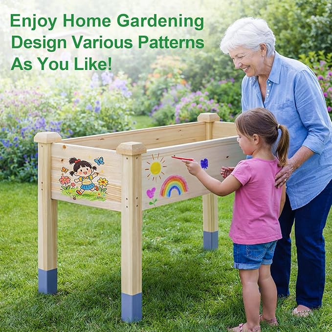 MIXC 331 lb Capacity Wooden Raised Garden Bed with Legs 48x24x31 in. Elevated Reinforced Large Planter Box for Vegetable Flower Herb Outdoors - Beam and Column Structure - Unmatched Strength Outlast