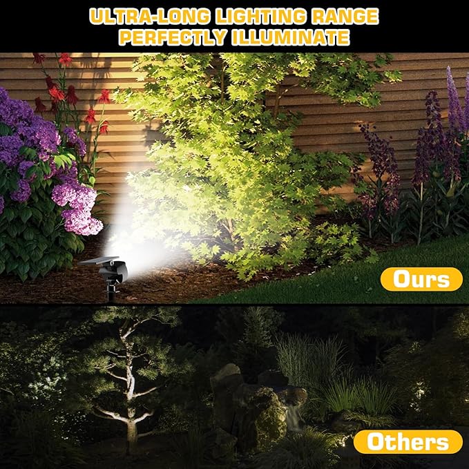 Kaxiida Solar Spot Lights Outdoor Waterproof - 2026 Upgrade 3 Level Ultra Bright Spot Lights Uplights LED Landscape Spotlight for Tree Pathway Wall Adjustable Solar Panel Auto On/Off