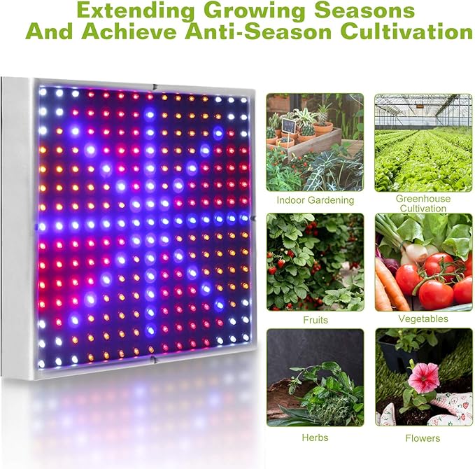 LED Grow Light Full Spectrum Hanging 225 LEDs Plant Grow Lamp Indoor Grow Light for Greenhouse Succulents Seedlings Plants Veg and Flower（15W LEDs）