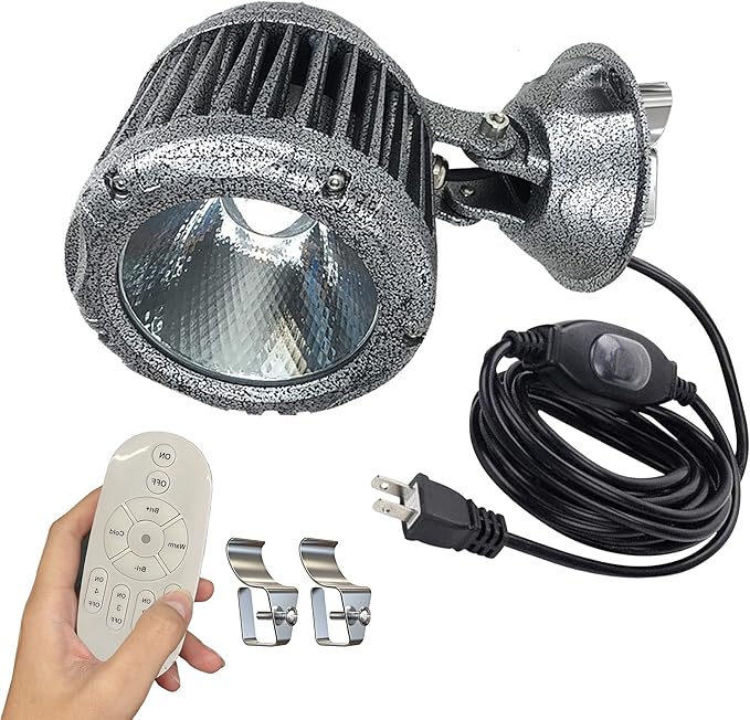 Kiven LED Indoor/Outdoor Waterproof Spotlight7W Dimmable Porch Light with 9.84 FT Plug-in Cord and Remote Control Plug in Accent Light with Vinly Siding Hooks for Plants Porch Garden