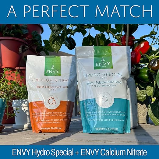 ENVY Solution Grade Calcium Nitrate (15-0-0) Prevents Blossom End-Rot from Calcium Deficiency in Tomatoes &amp Peppers (3.0 lb)