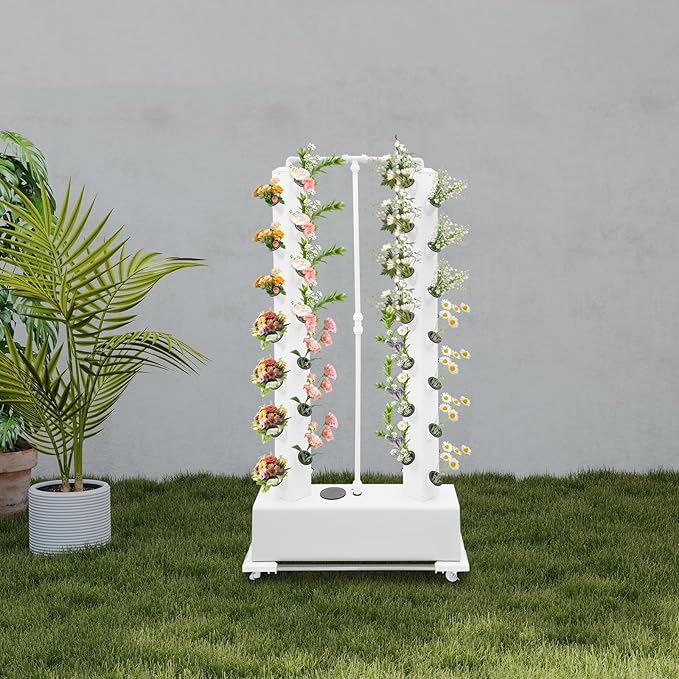 Hydroponic Growing System Kit Hydroponic Vertical Garden Growing Tower50-Plant Indoor Gardening Vegetable System with 7.93Gal Tank Timer Plant Germination kit for Gardening Lover