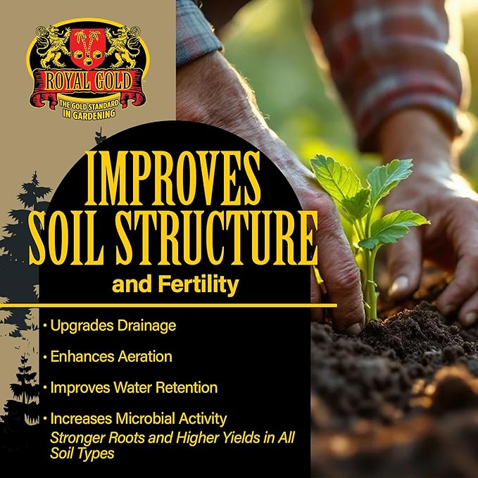Royal Gold Worm Castings Soil Amendment &amp Organic Fertilizer - 1 cu ft | Natural Soil Builder for Indoor Plants Outdoor Gardens Raised Beds Lawns and Compost Tea