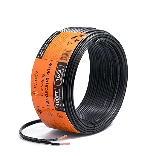 Wirefy 16/2 Low Voltage Landscape Wire 100 ft | Low Voltage Landscape Lighting Wire | Pure Copper | Outdoor Direct Burial | 16-Gauge 2-Conductor 100 Feet