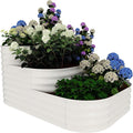 Galvanized Raised Garden Bed Kit 61x42x31 in Outdoor Planter Box for Vegetables Herbs Flowers Modular 3-in-1 Raised Garden Beds with Open Base Garden Box for Plants Backyard Patio Beige