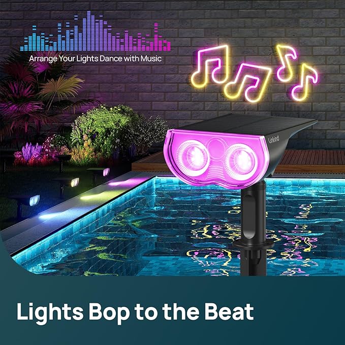 Linkind LinLinkind StarRayS Solar Lights Outdoor 350LM Solar Spot Lights Outdoor IP67 Waterproof Smart Solar Spotlight SL5C Color Changing Landscape Lighting APP/Voice Control