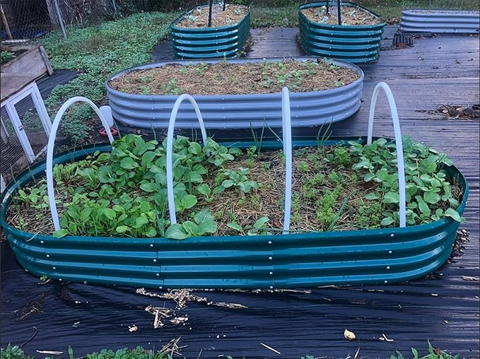 2 Pack 8x3x1FT Galvanized Raised Garden Bed Large Metal Planter Box Kit Elevated Raised Garden Planters for Outdoor Plants Green