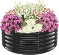 17 Tall Elevated Round Metal Rised Garden Bed- 4'x4' in Size and 0.8MM Thick Durable Planter Box for Vegetables Flowers Succulent at Patio/Garden Outdoor (Black 4FT Diameter)