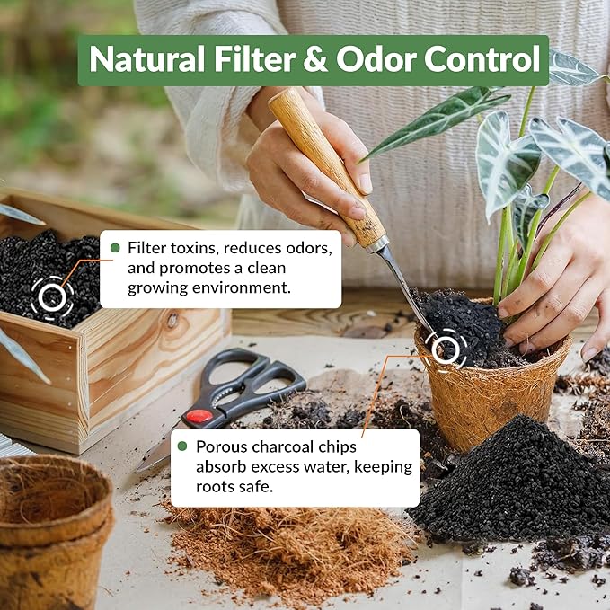 Old Potters Premium Horticultural Charcoal Chips Natural Soil Amendment for Areation and Healthy Microbe and Plant Growth. (24 Quarts)