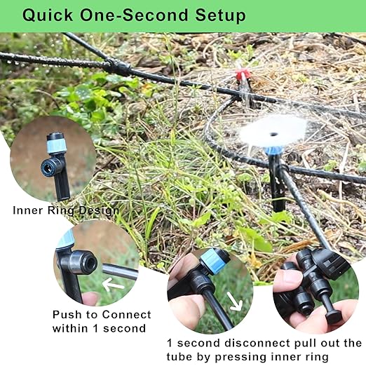Drip Irrigation System Kit – 2026 New Quick-Connect Automatic Watering &amp Misting System with 48FT 1/2 Tubing Large Coverage &amp Water-Saving for Greenhouses Lawns Gardens Raised Beds