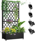 Metal Planter Box with Trellis 72x35x16 Metal Raised Garden Bed with Trellis Trellis Planter Box with Drainage Holes &amp Lockable Casters for Climbing Plants Vegetables and Vines