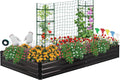 ONCEMORE Galvanized Raised Garden Bed for Vegetables Flowers Herbs Metal Raised Garden Bed Kit with 2 PCS Tomato Cage Gloves Trellis Netting Plant Labels Plant Ties Black 6×3×1FT