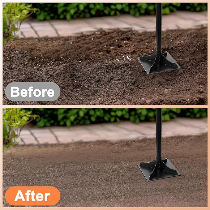 Heavy-Duty Steel Tamper 8x8 Inch Laborsaving Ergonomic Hand Soil Tamper Garden Landscaping Tool for Ground &amp Gravel Leveling Dirt Compactor 48 Inches Total