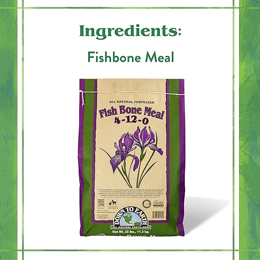 Down To Earth All Natural Fertilizers Organic Fish Bone Meal - High Phosphorus Plant Food for Buds Bulbs Blooms Flower Beds 4-12-0 40 lb