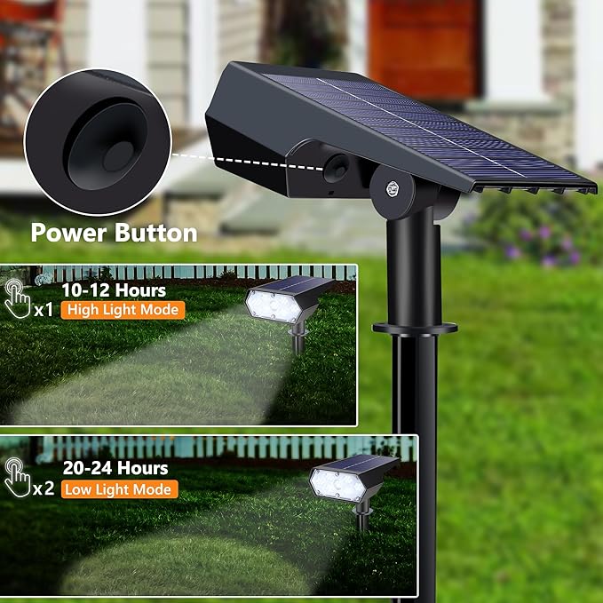 LYHOPE Solar Spot Light Outdoor 49 LED Lights for Outside 2 Modes Solar Powered Spotlights Waterproof Pathway Light for Garden Yard Walkway Driveway Landscape Decorations (4 Pack-Cool White)