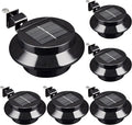 Yescom Solar Gutter Light Outdoor Waterproof 3 LED Deck Fence Lights with Bracket Wall Garden Stair Yard Black 6Pcs