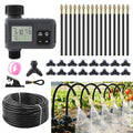 100FT Automatic Drip Irrigation Kits with Water Timer - Garden Watering System with 360° Bendable Spray Adjustable Copper Atomizing Nozzles for Yard Lawn Raised Bed Greenhouse Potted Plants
