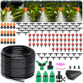 LasTool 164FT Drip Irrigation KitAutomatic Garden Watering System with 1/4 TubingAdjustable Mist Sprayer Nozzles &amp Drip Emitters for Raised BedPatioLawn Greenhouse-Easy DIY Installation