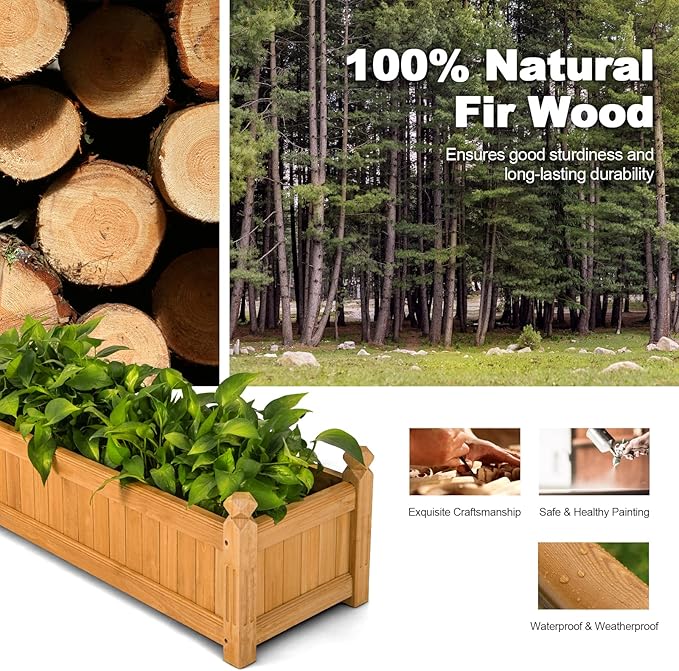 IRONMAX Raised Garden Beds 43.5 X 16 X 14 Wooden Planters for Outdoor Plants Vegetable Flowers Herbs Elevated Planter Boxes with Drainage Holes for Patio Backyard Balcony
