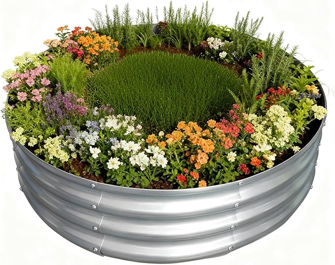 3FTx3FTx1FT Galvanized Raised Garden Bed Planter Raised Garden Beds Outdoor Round Raised Garden Beds for Gardening Vegetables