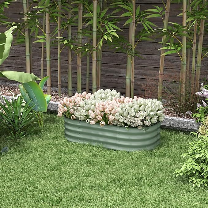 Galvanized Raised Garden Bed Kit Easy DIY Metal Planter Box for Flowers Herbs &amp Vegetables