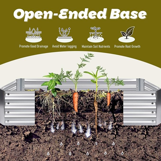 Greenhouse Raised Bed Heavy Duty 0.6mm Corrugated Steel Garden Planter Weatherproof Cover Protects from Sun Rain Frost Wind for Year-Round Vegetable Gardening