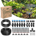 Drip Irrigation System Push-to-Connect Garden Watering System Kit for Raised Beds Expandable DIY Drip Irrigation Kit with 1/2 &amp 1/4 Tubing Adjustable Emitters Leak-Proof Connectors