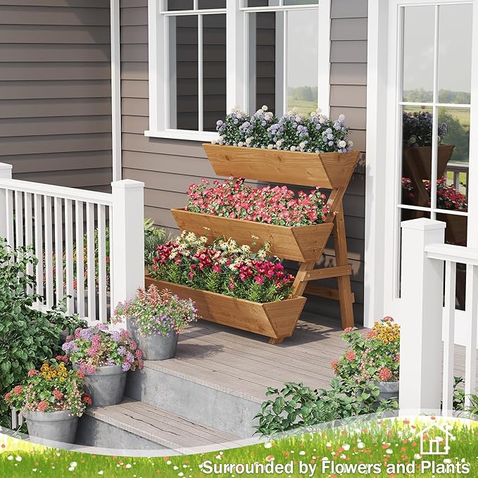 Raised Garden Bed 3 Tier Vertical Garden Planter for Indoor &amp Outdoor Raised Planter Box with Legs
