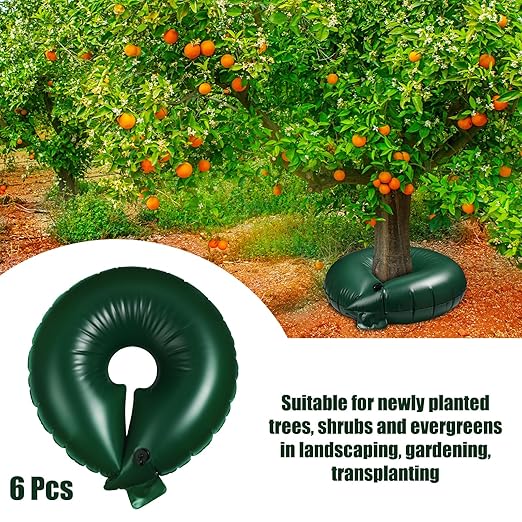 Foaincore 6 Pcs 20 Gallon Heavy Duty Tree Watering Ring PVC Drip Irrigation Deep Tree Root Watering Bag Round Trees Slow Release Water Pouch Planting Drip Irrigation Rings for Gardening Supply(Green)