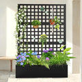 Metal Planter Box with Trellis &amp Wheels Raised Garden Bed with Privacy Screen Outdoor Standing Flower Beds with Drainage Hole for Climbing Plants Vine 47 Lx16 Wx71 H