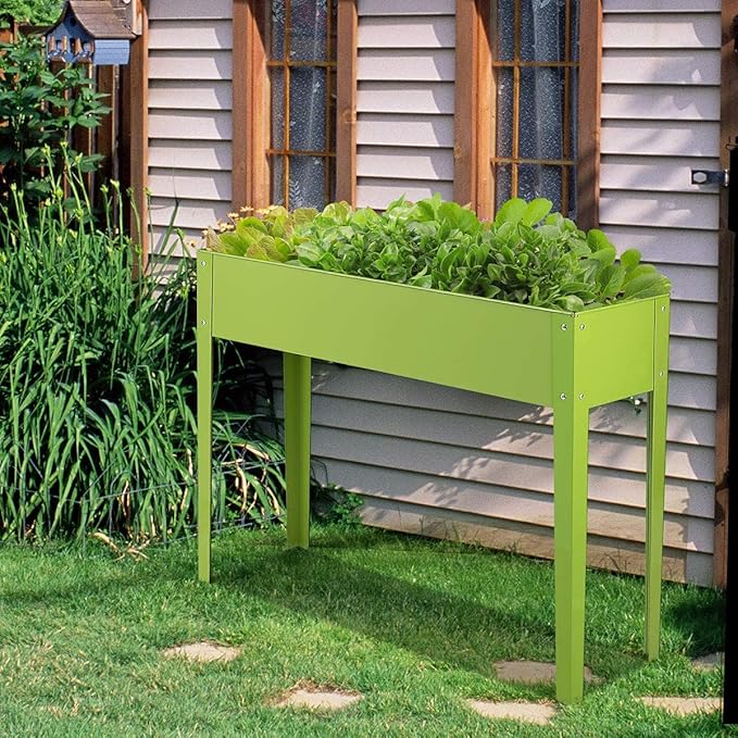 Raised Garden Bed Elevated Raised Planter w/Ample Planting Space Galvanized Planter Box w/2 Bottom Drainage Holes for Fruits Flowers &amp Vegetables in Outdoors &amp Indoors (40 x 13 x31.5)