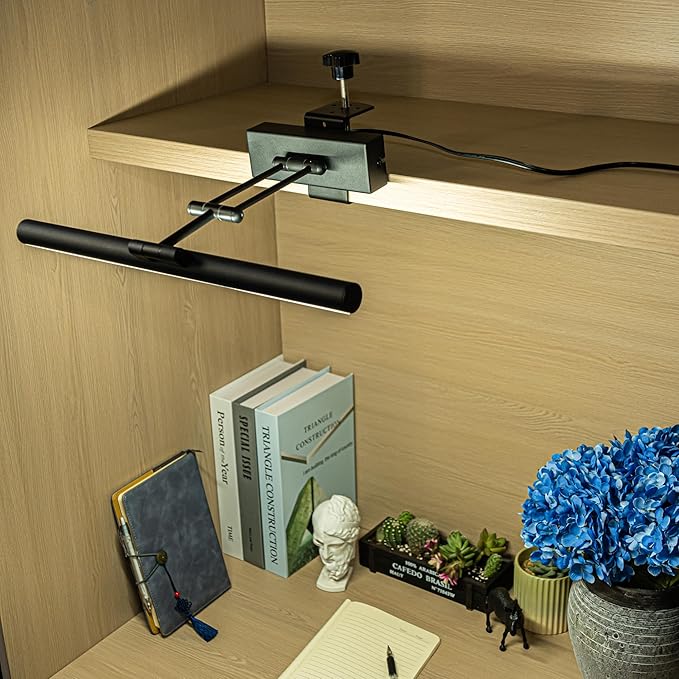 Black Clip Mount Full Spectrum LED Lamp 15 Ft Plug in Timer Cord Adjustable Front &amp Back Simple Design for Plants Shelf Home