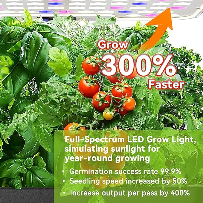 Compact 4-Tier Hydroponics Growing System Kit 80 Pods Vertical Indoor Garden with Full-Spectrum LED Grow Light Auto-Circulating Water Pump 25.5L Indoor System for Herbs &amp Microgreens