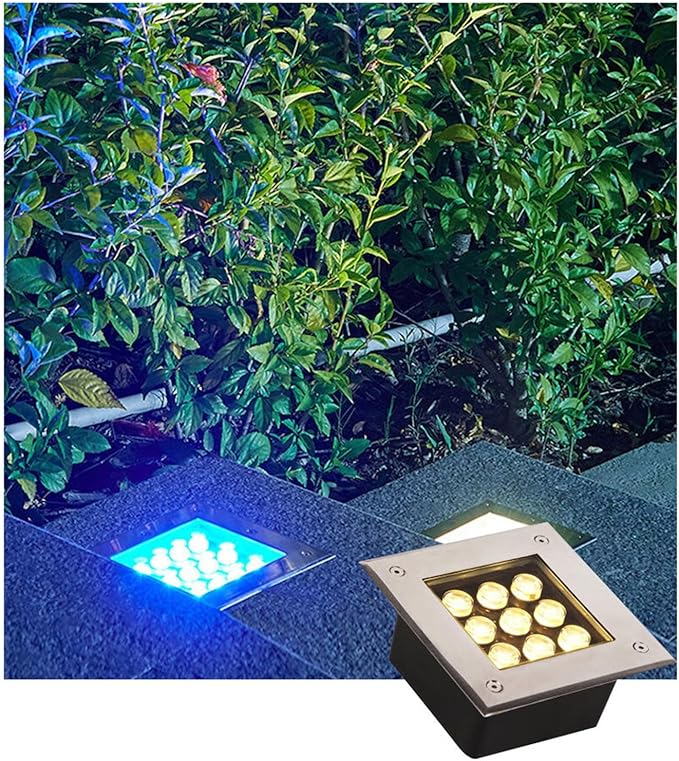 LED Square Recessed Ground Light IP66 Waterproof Garden Underground Light AC85-110V for Patio Step Driveway Landscape Lamp